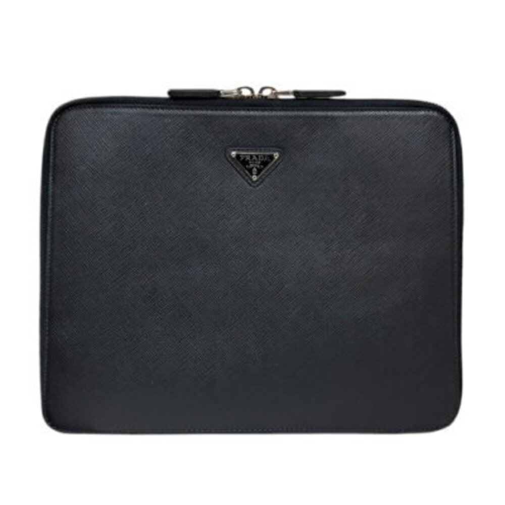 Prada Saffiano Clutch Bag Leather Black